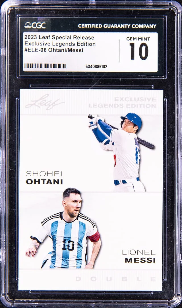 2023 Leaf Shohei Ohtani/Lionel Messi Special Release Exclusive Legends Edition #ELE-06 card image