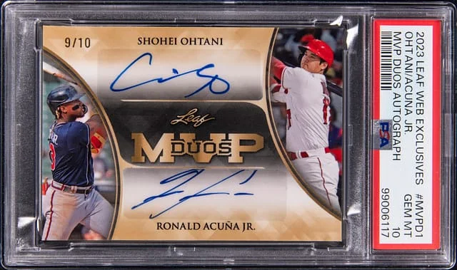 2023 Leaf Shohei Ohtani/Ronald Acuna Jr. Web Exclusives MVP Duos Autograph #MVPD-1 card image