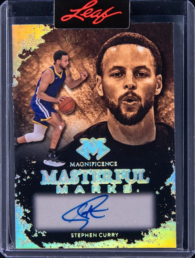 2023 Leaf Stephen Curry Magnificence Masterful Marks Autograph Red #MAM-SC card image