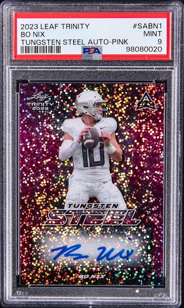 2023 Leaf Trinity Bo Nix Tungsten Steel Auto-Pink #SABN1 card image
