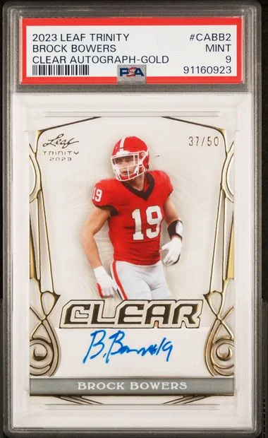 2023 Leaf Trinity Brock Bowers Clear Autographs Gold #CABB2 card image