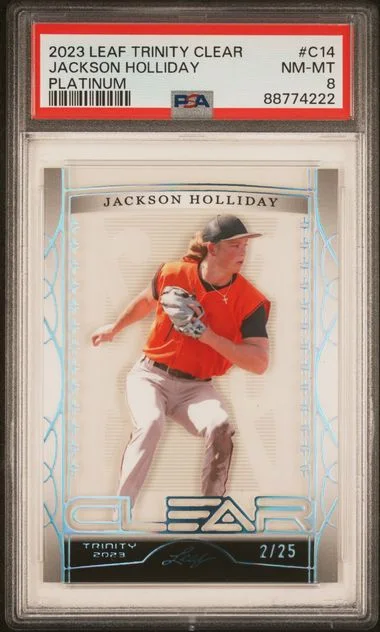 2023 Leaf Trinity Jackson Holliday Clear Platinum #C14 card image