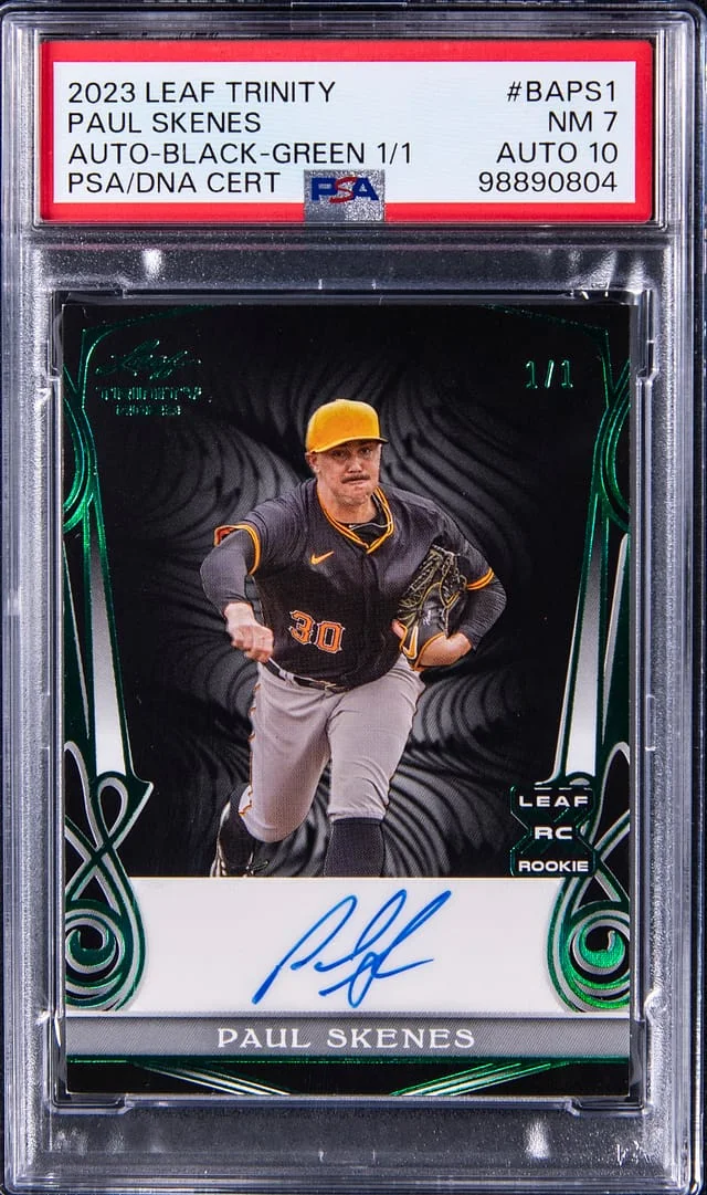 2023 Leaf Trinity Paul Skenes Autograph Black Green #BA-PS1 card image