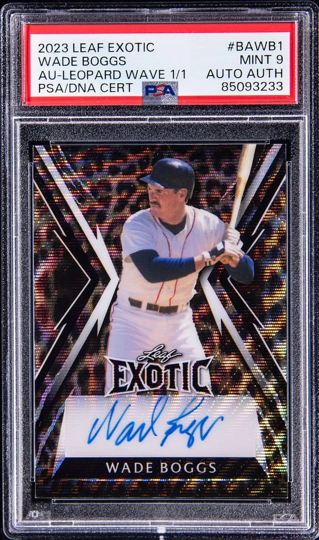 2023 Leaf Wade Boggs Exotic Autograph Leopard Wave #BA-WB1 card image