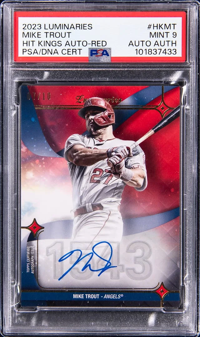 2023 Luminaries Hit Kings Autographs-Red Mike Trout #HKMT card image