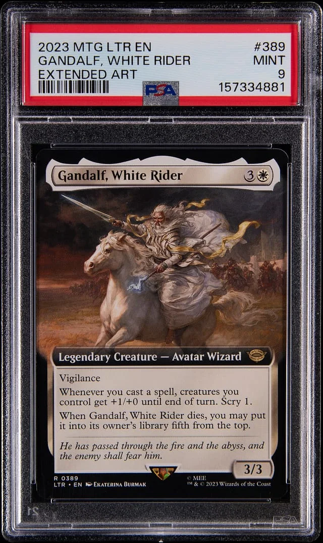 2023 Magic: The Gathering Lord of the Rings Extended Art Gandalf, White Rider #389 card image