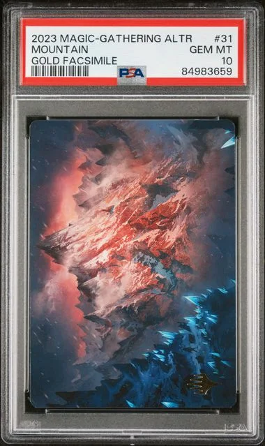2023 Magic: The Gathering Tales Of Middle-Earth Art Series Gold Facsimile Mountain #31 card image