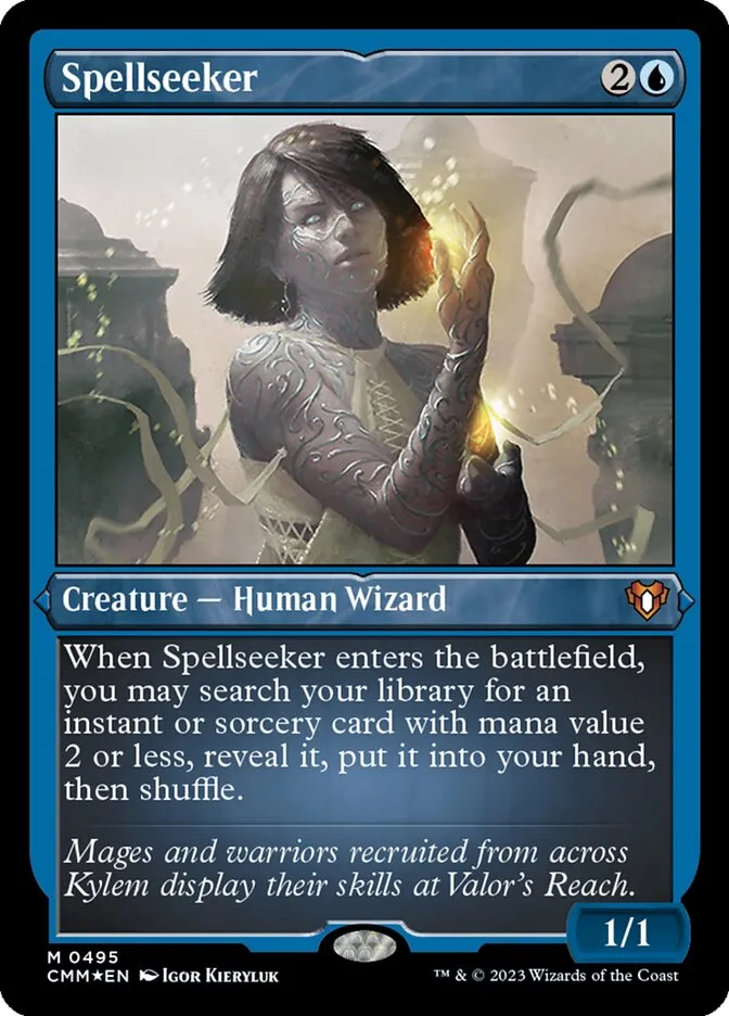 2023 Commander Masters Spellseeker mythic #495 mythic card image