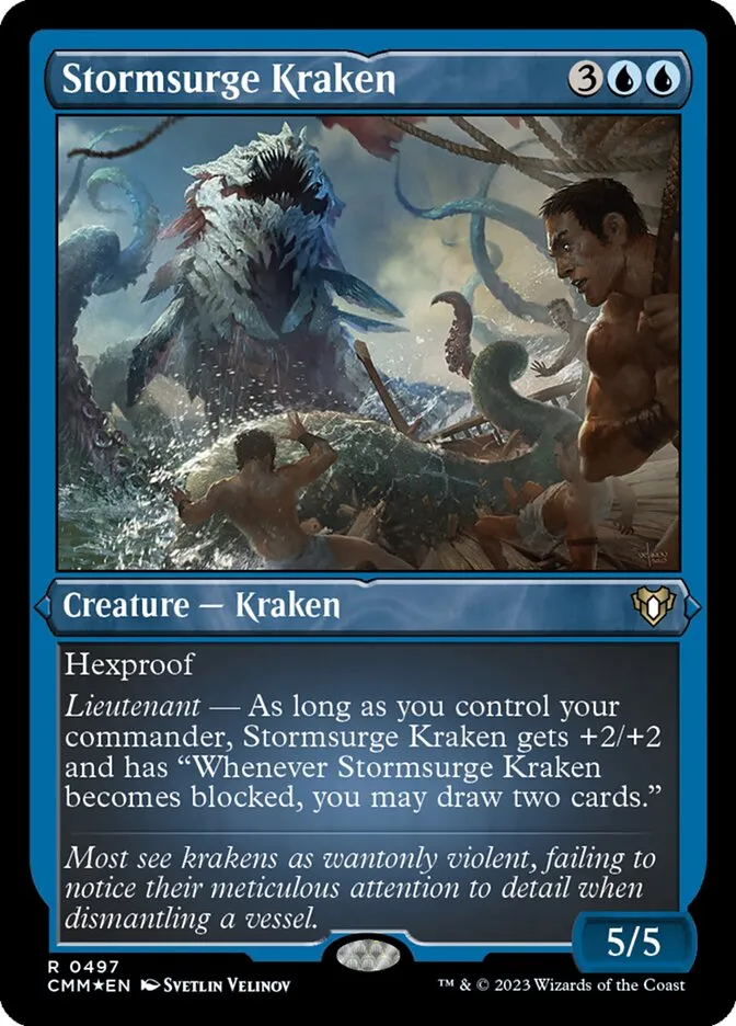 2023 Commander Masters Stormsurge Kraken #497 rare card image