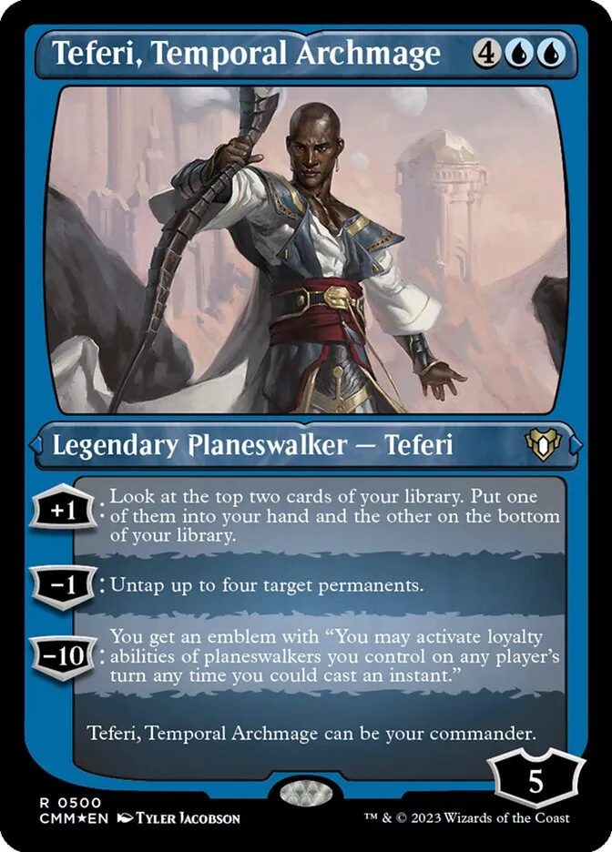 2023 Commander Masters Teferi, Temporal Archmage rare #500 rare card image