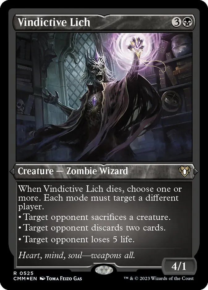 2023 Commander Masters Vindictive Lich rare #525 rare card image