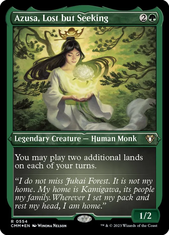 2023 Commander Masters Azusa, Lost but Seeking #554 rare card image