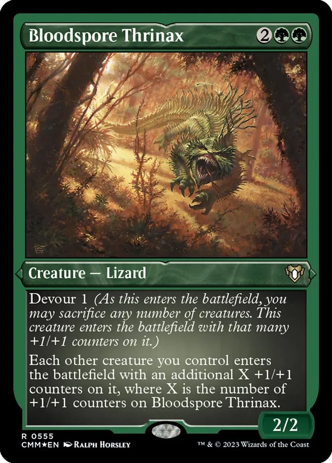 2023 Commander Masters Bloodspore Thrinax #555 rare card image