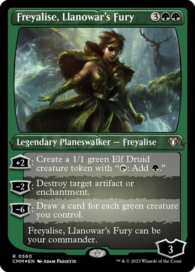 2023 Commander Masters Freyalise, Llanowar's Fury #560 rare card image