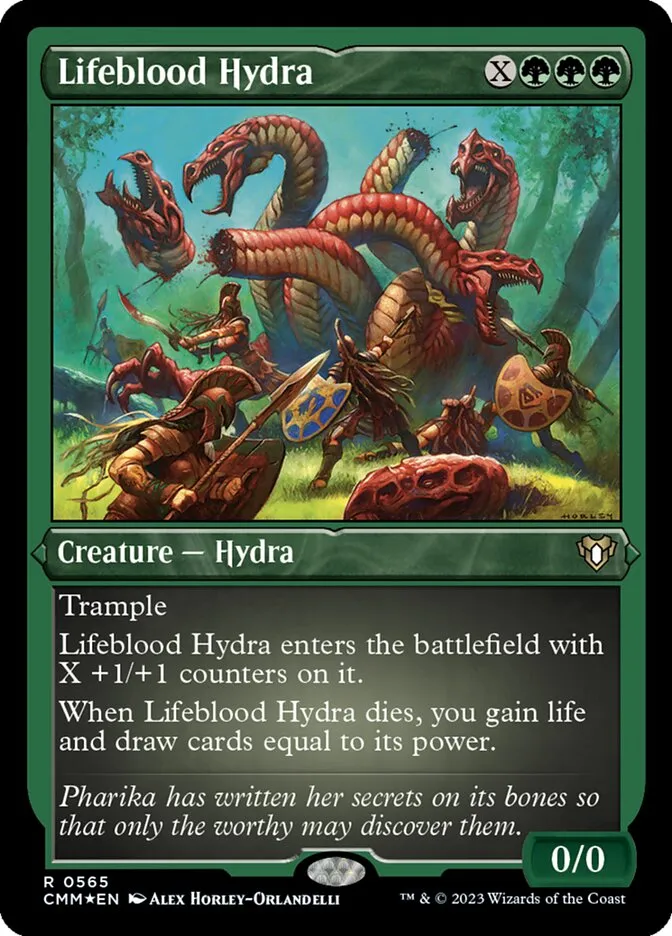 2023 Commander Masters Lifeblood Hydra #565 rare card image