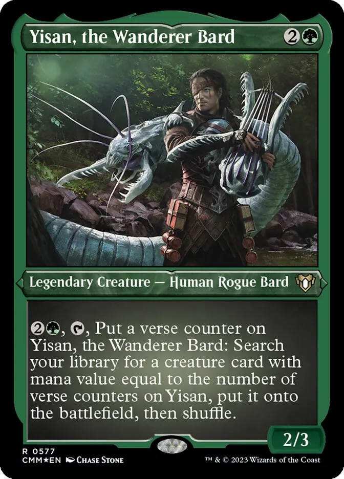 2023 Commander Masters Yisan, the Wanderer Bard #577 rare card image