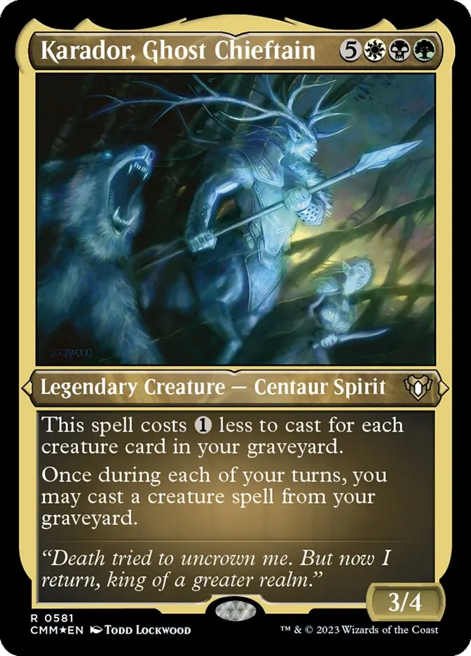 2023 Commander Masters Karador, Ghost Chieftain rare #581 rare card image