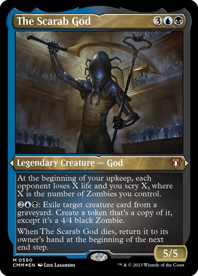 2023 Commander Masters The Scarab God #590 mythic card image