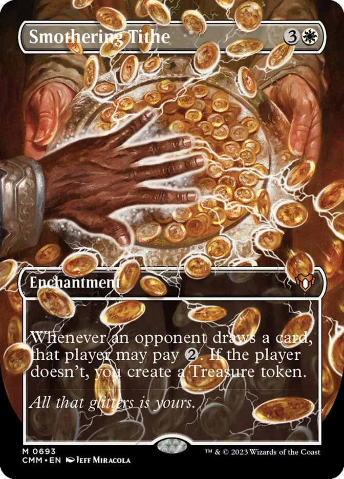 2023 Commander Masters Smothering Tithe [Borderless Foil] mythic #693 mythic card image