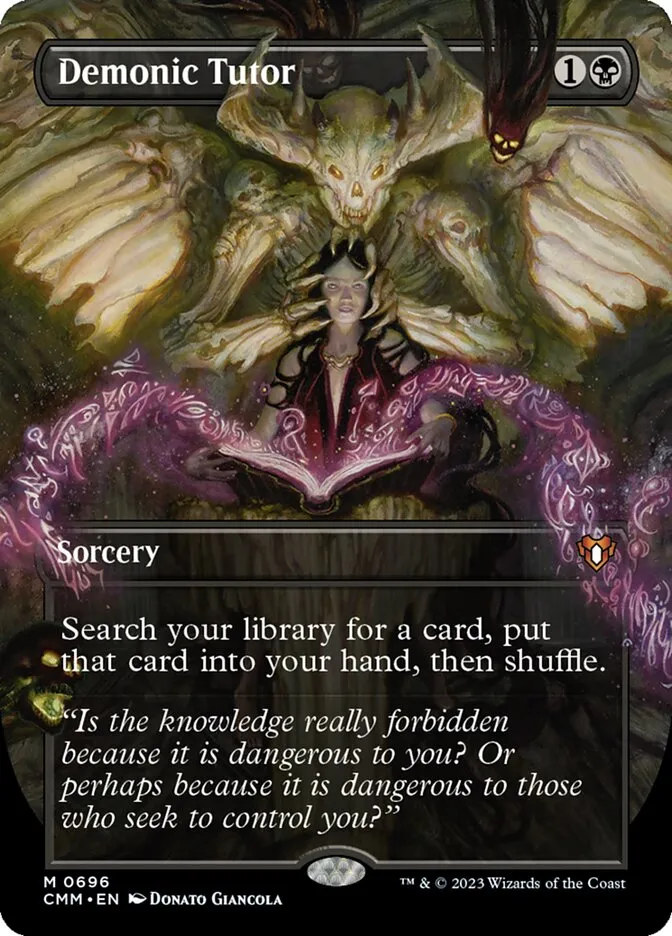 2023 Commander Masters Demonic Tutor mythic #696 mythic card image