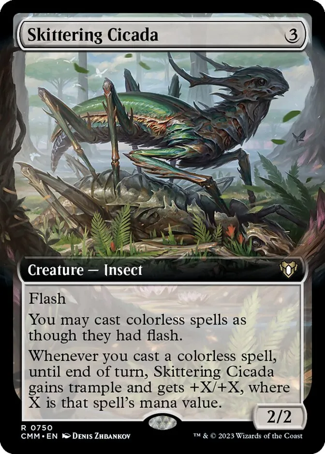2023 Commander Masters Skittering Cicada rare #750 rare card image