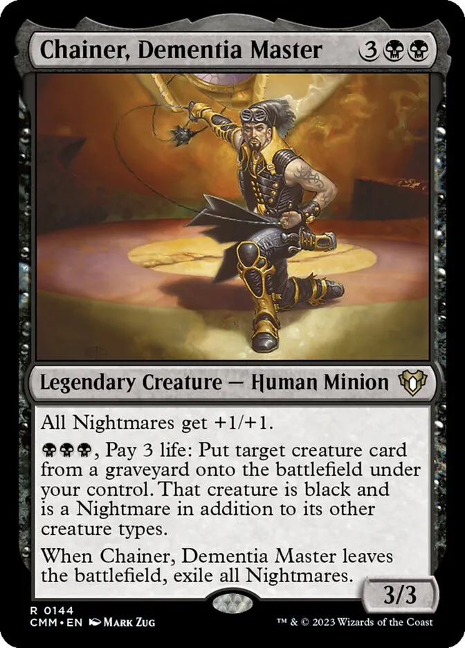 2023 Commander Masters Chainer, Dementia Master #144 rare card image