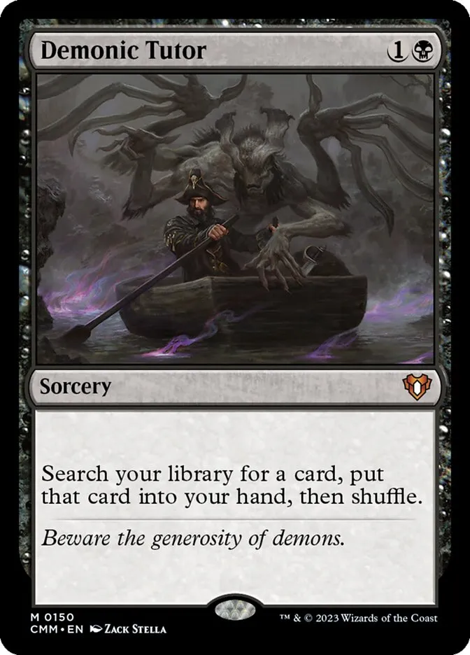 2023 Commander Masters Demonic Tutor mythic #150 mythic card image
