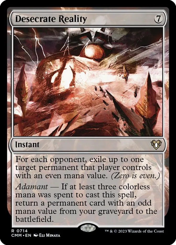 2023 Commander Masters Desecrate Reality rare #714 rare card image