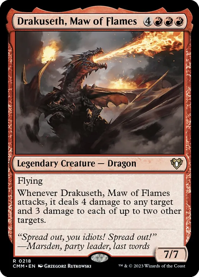 2023 Commander Masters Drakuseth, Maw of Flames #218 rare card image