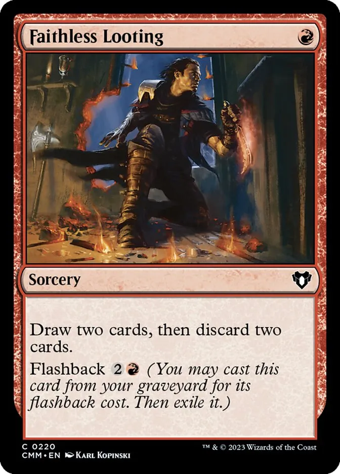 2023 Commander Masters Faithless Looting common #220 common card image
