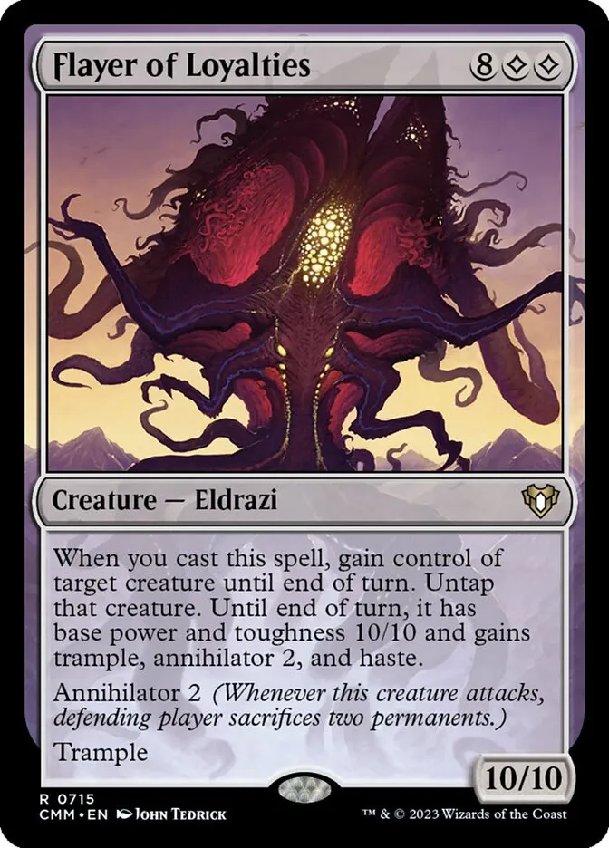2023 Commander Masters Flayer of Loyalties #715 rare card image