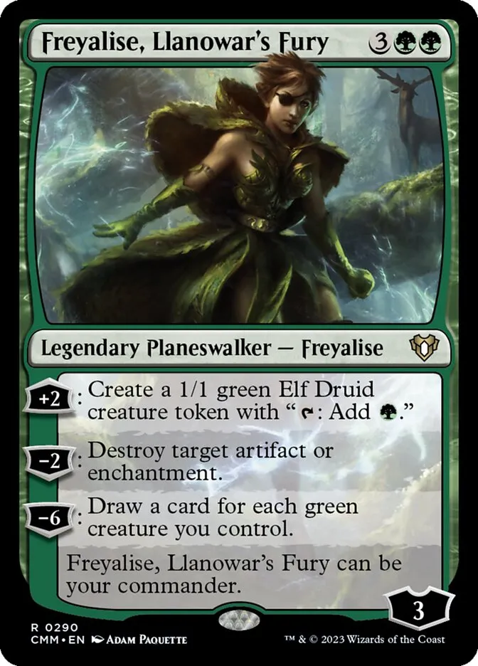 2023 Commander Masters Freyalise, Llanowar's Fury #290 rare card image