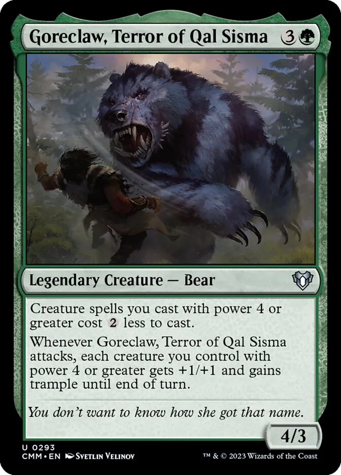 2023 Commander Masters Goreclaw, Terror of Qal Sisma #293 uncommon card image
