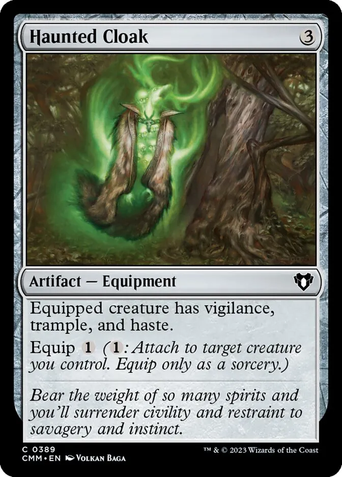 2023 Commander Masters Haunted Cloak common #389 common card image