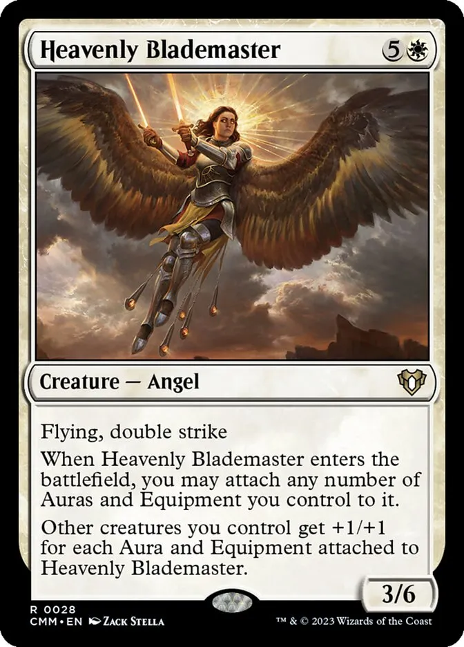 2023 Commander Masters Heavenly Blademaster #28 rare card image