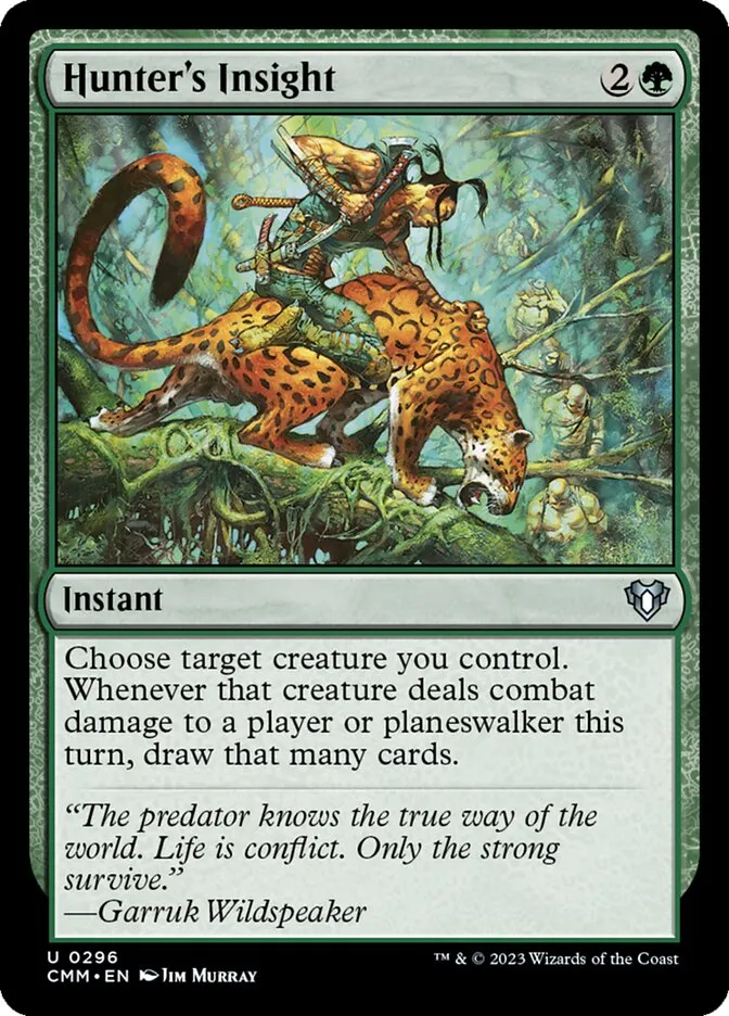 2023 Commander Masters Hunter's Insight uncommon #296 uncommon card image