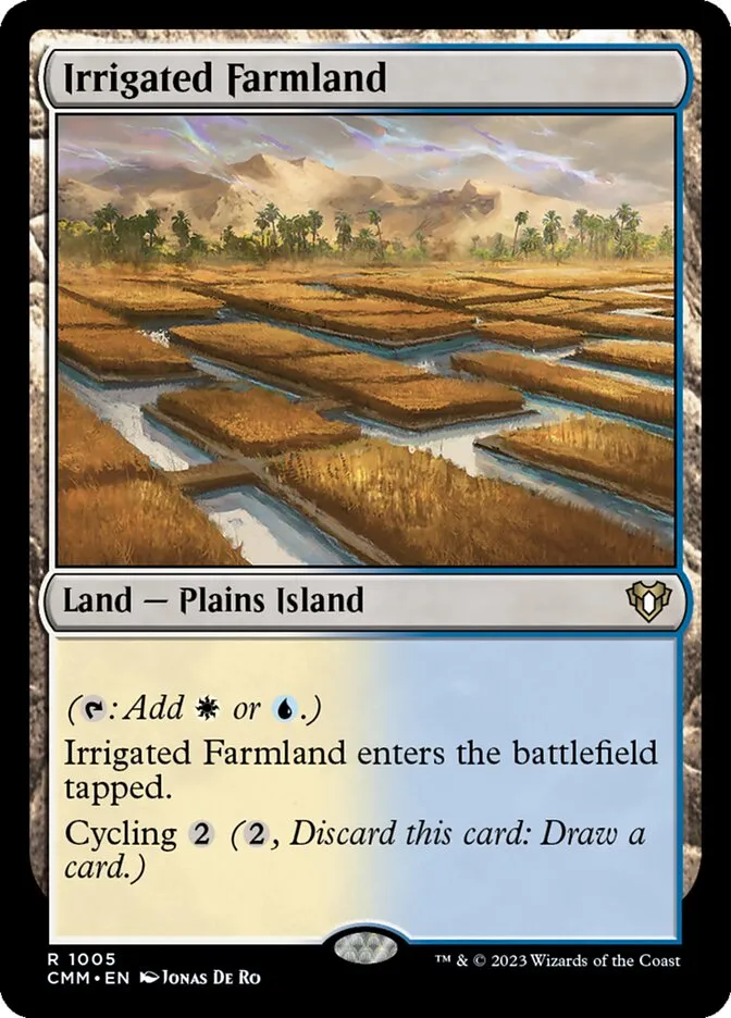 2023 Commander Masters Irrigated Farmland rare #1005 rare card image