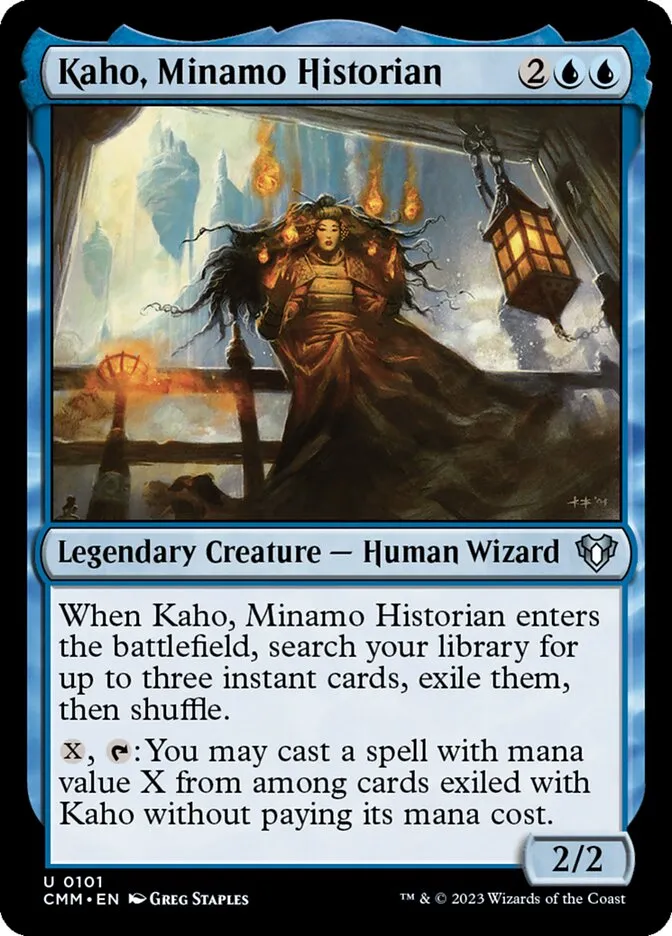 2023 Commander Masters Kaho, Minamo Historian #101 uncommon card image