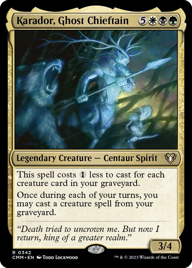 2023 Commander Masters Karador, Ghost Chieftain rare #342 rare card image