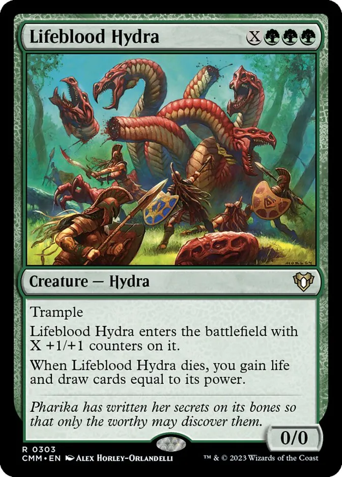 2023 Commander Masters Lifeblood Hydra #303 rare card image