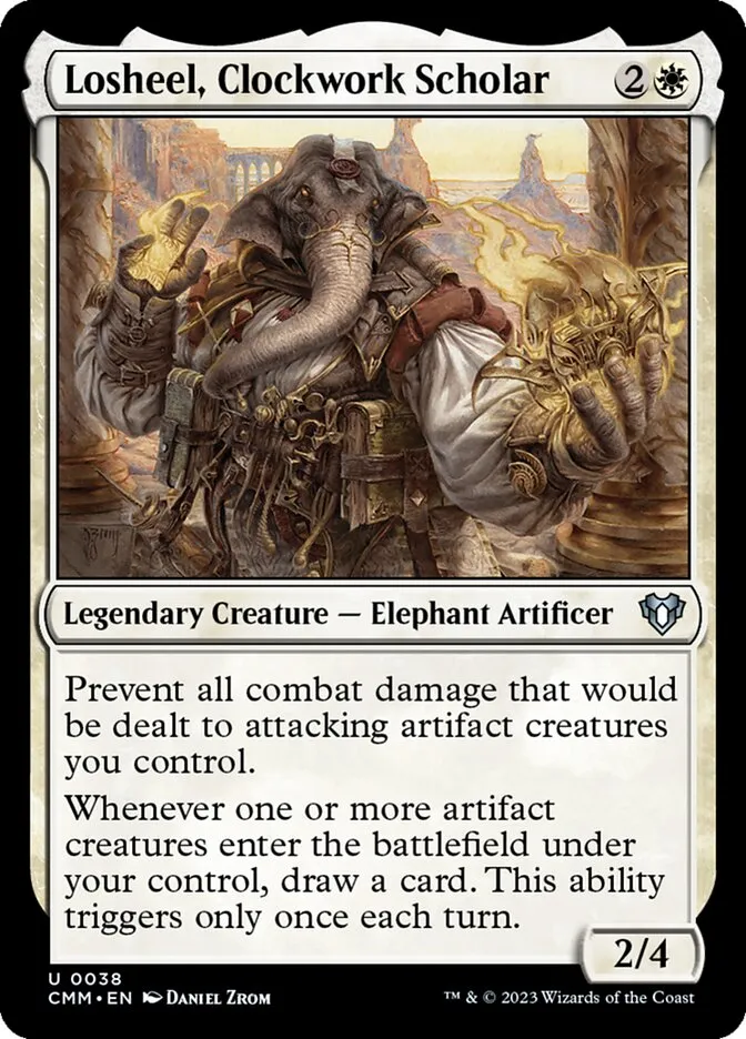 2023 Commander Masters Losheel, Clockwork Scholar uncommon #38 uncommon card image