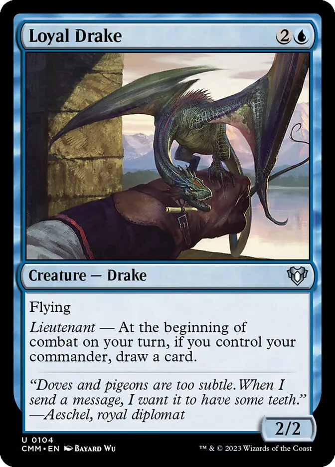 2023 Commander Masters Loyal Drake #104 uncommon card image