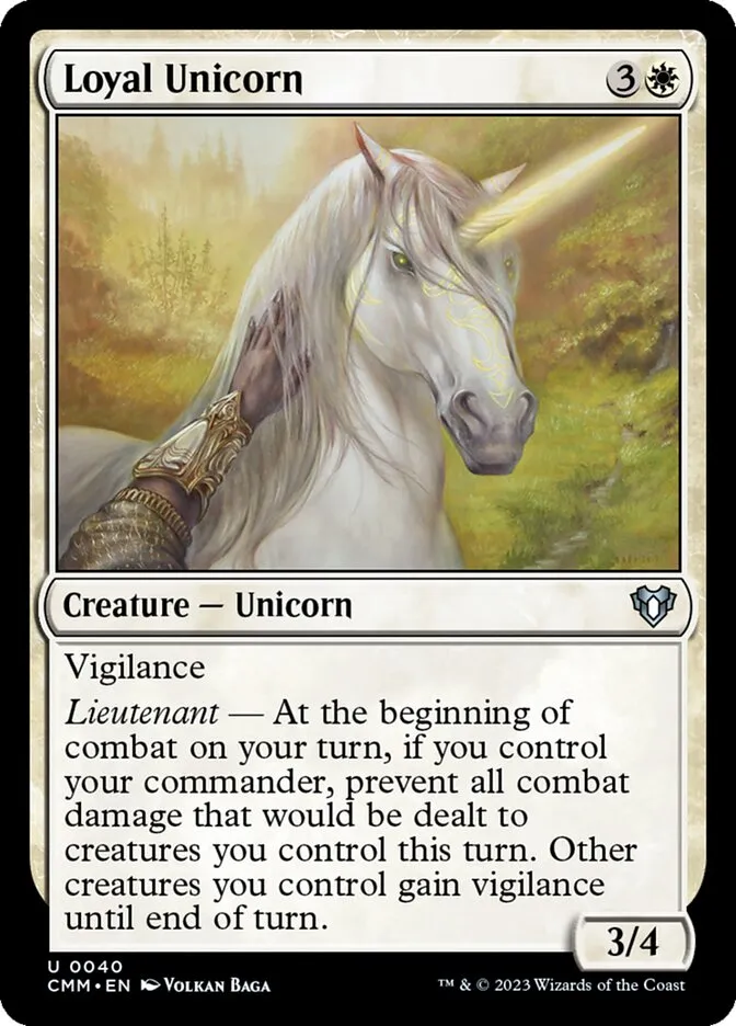 2023 Commander Masters Loyal Unicorn uncommon #40 uncommon card image