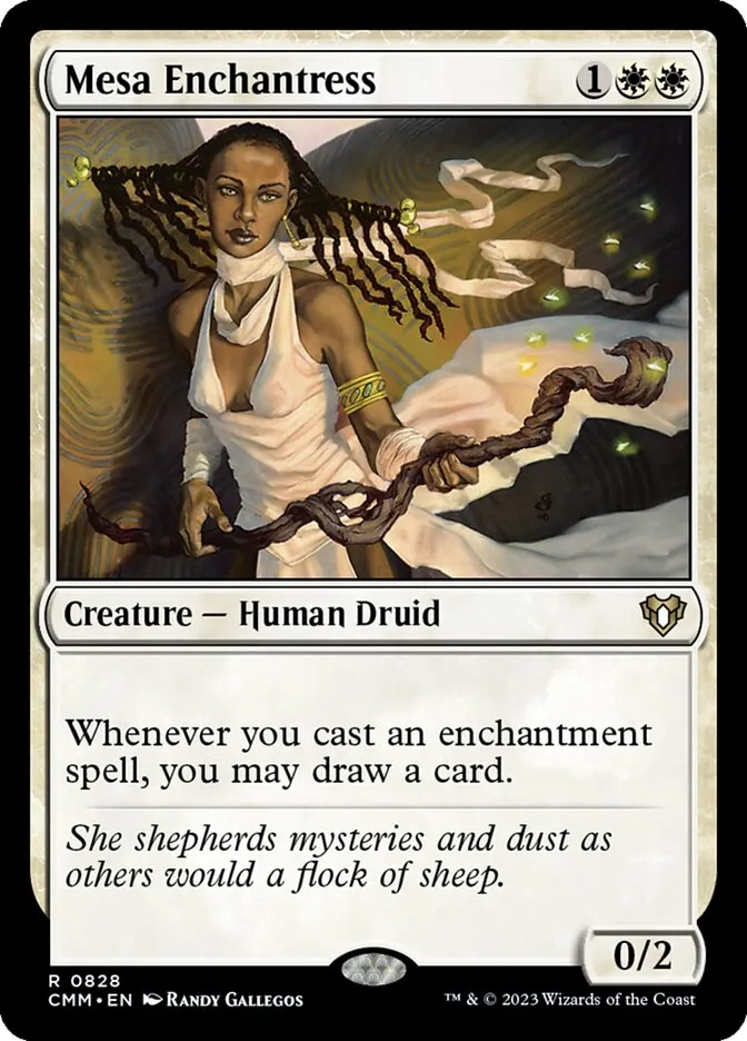 2023 Commander Masters Mesa Enchantress #828 rare card image