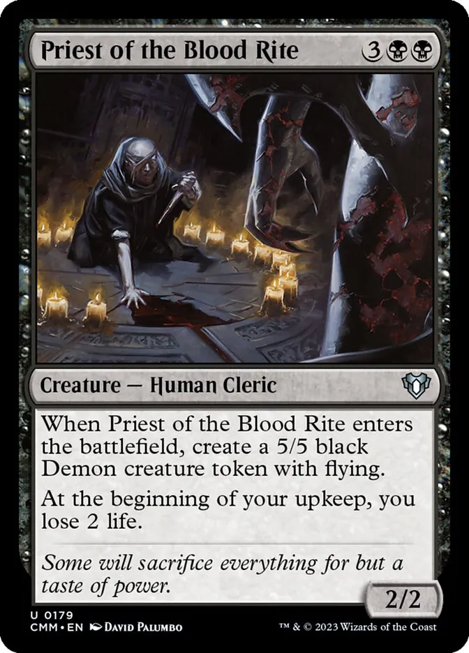2023 Commander Masters Priest of the Blood Rite #179 uncommon card image