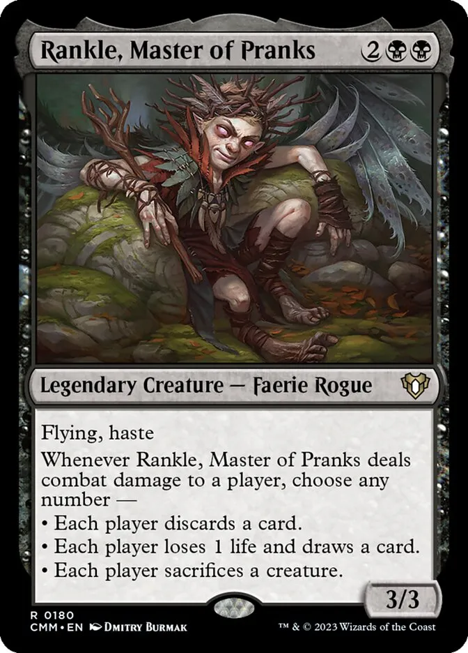 2023 Commander Masters Rankle, Master of Pranks #180 rare card image