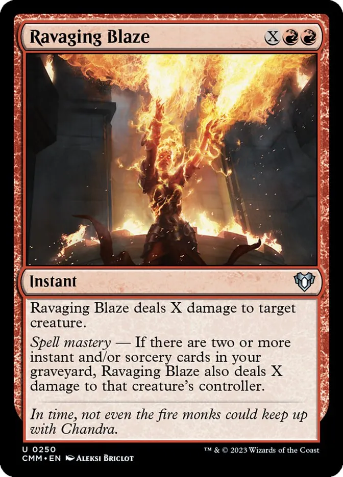 2023 Commander Masters Ravaging Blaze #250 uncommon card image