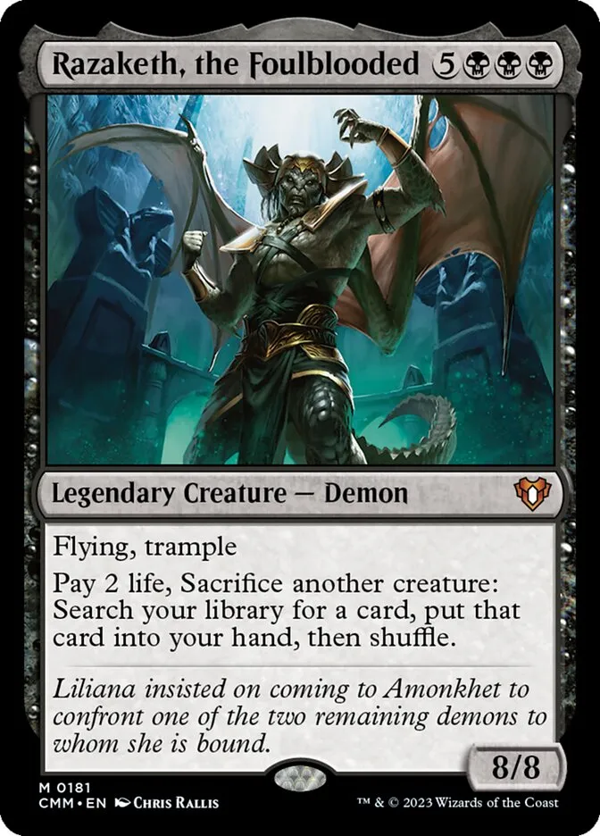 2023 Commander Masters Razaketh, the Foulblooded #181 mythic card image
