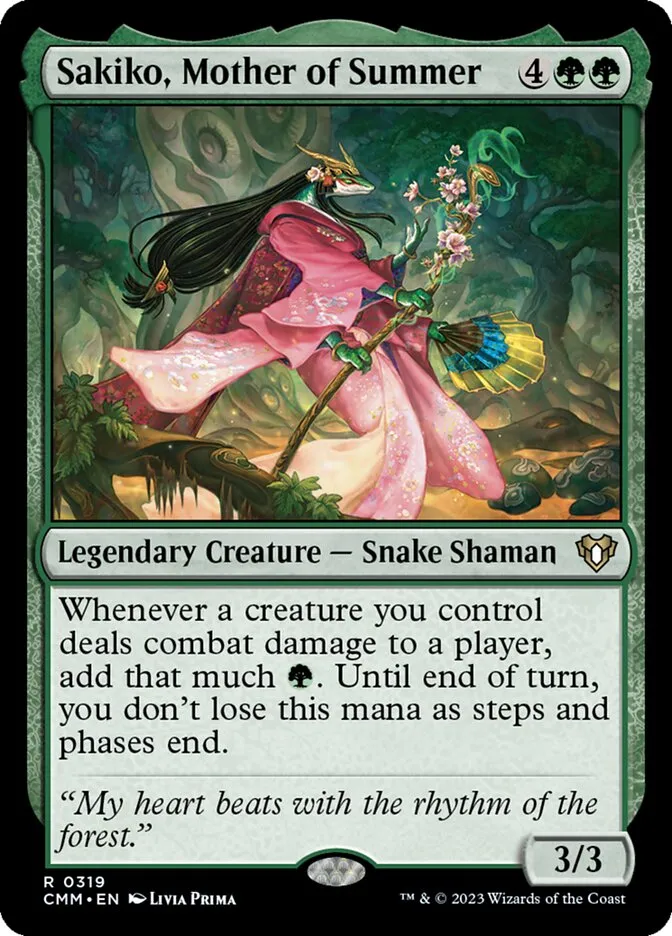 2023 Commander Masters Sakiko, Mother of Summer #319 rare card image