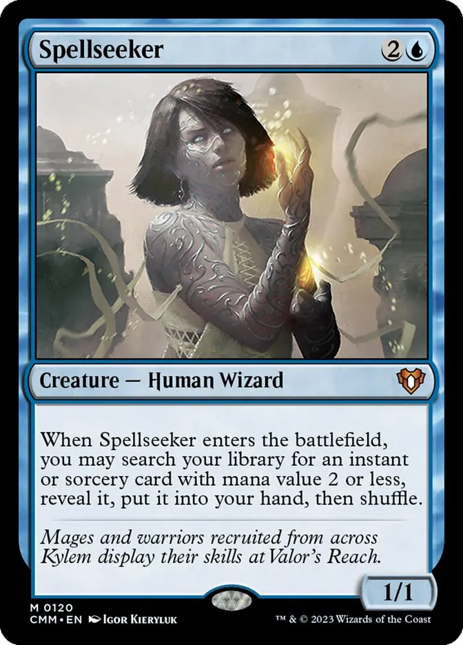 2023 Commander Masters Spellseeker mythic #120 mythic card image